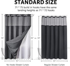 Furlinic No Hook Waffle Weave Shower Curtain with Snap in Fabric Liner Set,Heavy Duty Textured Bathroom Curtain with See Through Window,Waterproof & Machine Washable,Dark Grey,71x75 Inch