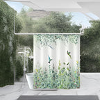 Green Leaf Shower Curtain, Emerald Bird Mint Green 72 “W x 72” L with 12 Hooks, Weighted Hem Bathroom Shower Curtain, Hummingbird Shower Curtains Water Resistant