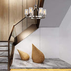 Dining Room Lighting Fixtures Hanging Brushed Nickel Kitchen Modern Chandelier Over Tables 6 Light with Glass Pendant Light for Dining Room Living Bedroom