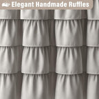 Seasonwood Ruffle Shower Curtain Gray Farmhouse Vintage Handcrafted Rustic Decorative Fabric Shower Curtains for Bathroom, 72" x 72"