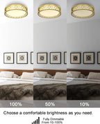 LED Flush Mount Ceiling Light, 12 inch 15W 1100 Lumens Close to Ceiling Light Fixtures, 3000K Warm White, Gold Finish with White Glass Shade, ETL Listed for Kitchen, Hallway, Bedroom