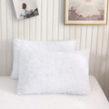 XeGe Faux Fur Throw Pillow Cases, Plush Shaggy Ultra Soft Pillow Covers, Fluffy Crystal Velvet Decorative Pillowcases, Furry Fuzzy Pillow Shams Zipper Closure, Set of 2(Standard, White)