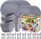40-Piece Unbreakable Kids Dinnerware Set for Toddlers & Children, BPA-Free & Easy-Clean PP Plates and Bowls, Microwave & Dishwasher Safe, Complete Family Pack (Service for 8)