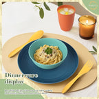 Wrova Wheat Straw Plates and Bowls Set with Flatware,20-piece Unbreakable Kids Plates and Bowls sets,Dishwasher Safe Wheat Straw Dinnerware Sets for Kitchen,Camping,Apartment and Dorm.Vibrant Series
