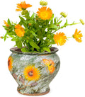Sungmor Ceramic Hand Painted Succulent Flower Pots, 9 Inch Large Pottery Pots for Indoor Outdoor Plants, Decorative Ceramic Vase for Flower Arrangement Home Decor, Vintage Centerpieces Flowerpot