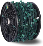 LUCKY TL 500 FT C9/E17 Christmas Light Sockets Set Spool, Green SPT-1 Wire, 12 Inch Spacing, C9 Outdoor String Lights, UL Listed