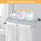 Jenseits 2PCS Qtip Holder Set, Clear Glass Apothecary Jars With Lid for Cotton Ball and Round Pad Storage, Bathroom Vanity Organization, Farmhouse Home Decor