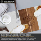 Personalized Acacia Charcuterie Board | Custom 15" x 7" White Marble & Acacia Wood Cheese Board | Perfect Housewarming + Wedding + Couples Gift Idea