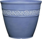 Classic Home and Garden Corinthian Resin Planter Pot - Outdoor & Indoor Plant Pot - Round Planter for Plants & Flowers (13" Slate Blue, Pack of 1)