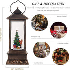 Christmas Decorations Home Lighted Christmas Snow Globe Christmas Lanterns Water Lanterns Glittering with Music USB and Battery Operated Singing Snow Globe Decoratives (Christmas Tree)