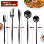 Matte Black Silverware Set, 20-Piece Stainless Steel Flatware Set, Tableware Cutlery Set Service for 4, Satin Finish Utensils Set, Knife Fork Spoon Set for Home and Restaurant, Dishwasher Safe