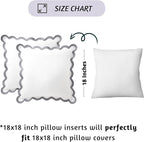 Folkulture Throw Pillow Covers | (18 x 18) Set of 2 Scallop Pillow Cover | Cute Outdoor Pillows or Decorative Pillows Standard Size | Cotton Couch Pillows for Living Room | White Throw Pillows