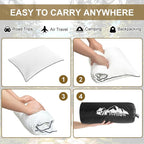 Ivellow Travel Pillow Cooling Camping Pillow for Sleeping Compressible Shredded Memory Foam Pillow Compact Firm Supportive Pillow for Adults Kids Outdoor Backpacking Hiking Essential Gear White S