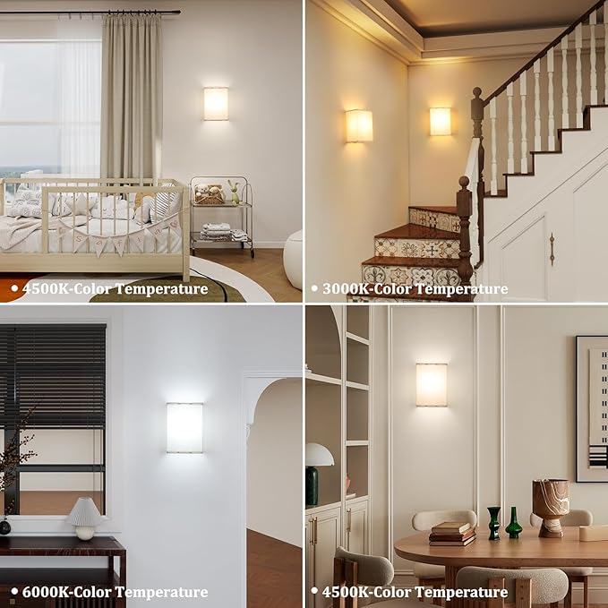 Adhesive Battery Operated Wall Sconce Set of 2, 5000 mAh Battery Rechargeable Bulb with 12 RGB Colors, Stick on Cuboid Wall Sconce No Drill Wall Lights, Linen