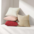 MIULEE Beige Corduroy Pillow Covers Pack of 2 Boho Decorative Spliced Throw Pillow Covers Soft Solid Couch Pillowcases Cross Patchwork Textured Cushion Covers for Living Room Bed Sofa 14x22 inch