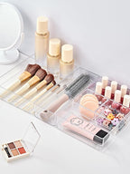 SMARTAKE 37-Piece Drawer Organizer with Non-Slip Silicone Pads, 4-Size Desk Drawer Organizer Trays Storage Tray for Makeup, Jewelries, Utensils in Bedroom Dresser, Office and Kitchen (Clear)