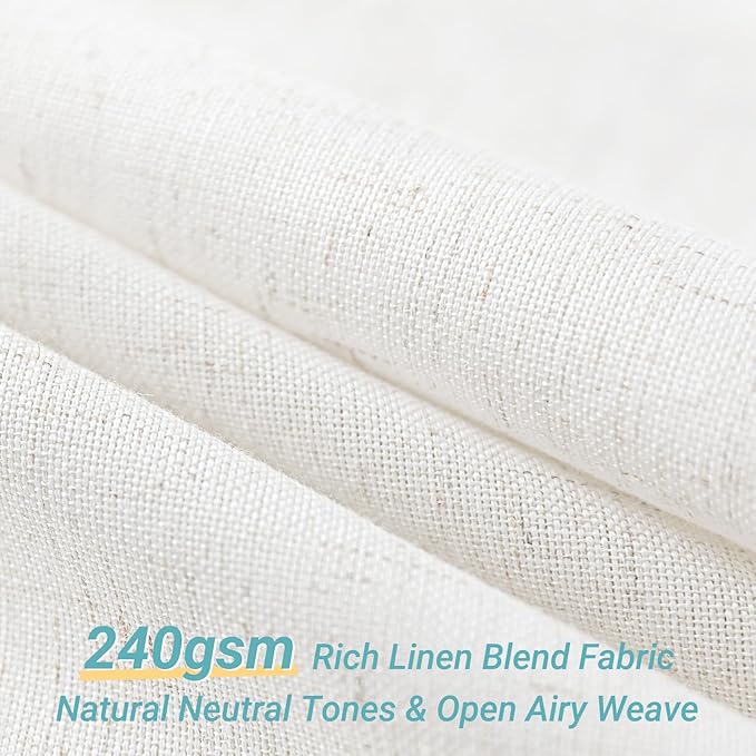 White Linen Small Stall Shower Curtains for Bathroom Natural Boho Shower Curtains Stall Bath 36x72 Cloth Fabric Half Narrow Water Repellent RV Drapes for Bathtub 36 x 72 Inches