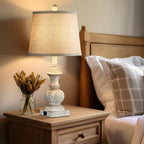 Farmhouse 3 Way Dimmable Touch Table Lamps for Living Room Set of 2 Traditional Rustic Bedside Lamps for Bedroom Nightstand 23.5" Vintage Carved Floral Night Light Lamps with USB Ports Bulb Included