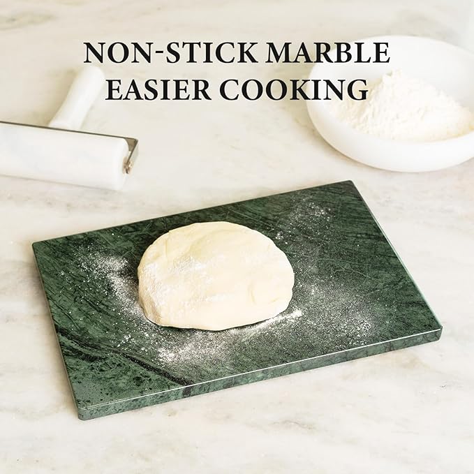 Koville Indian Natural Marble Cutting Board for Kitchen, 12x8inch Hand Crafted Marble Slab for Cheese, Charcuterie, Pastry Board - Wedding Gift, House Warming Gift