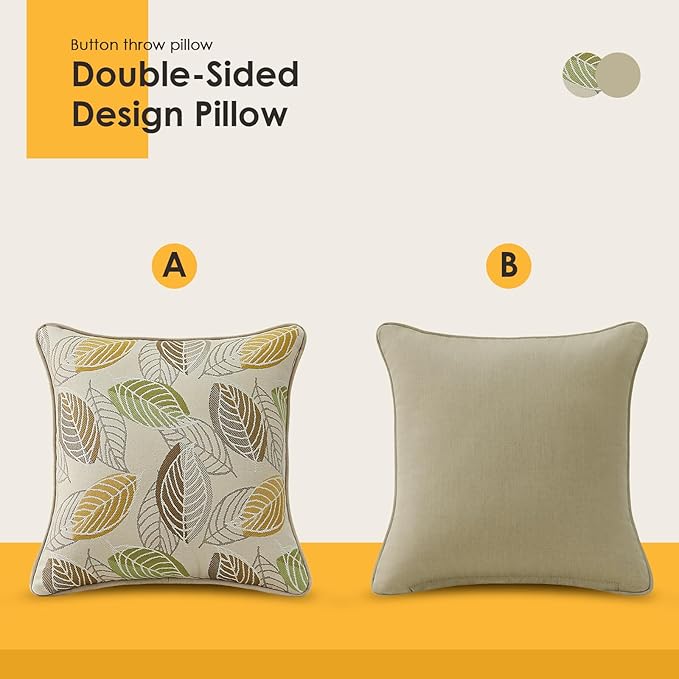 Outdoor Sunbrella Decorative Pillows Pack of 4, 18" x 18" Outdoor Pillow Set for Couch Bed Throw Patio Sofa, Momento Spring