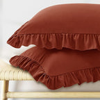 KKJIAF Ruffle Body Pillow Cases Set of 1, Ruffled Pillow Covers with Envelope Closure, Wrinkle Resistant Ruffled Long Pillow Shams 20" x 54", Dusty Orange