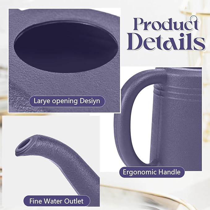 Watering Can for Garden Indoor Plants Outdoor Plant House Flower - 1/4 Gallon - Purple