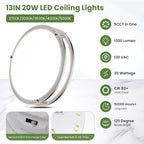 20W LED Ceiling Lights,1300lm Super Bright LED Ceiling Lights,13in Dimmable Flush Mount Light Fixtures,5CCT(5000K/4000K/3500K/3000K/2700K) Adjustable for Bedroom Kitchen Bathroom Hallway,2PACK