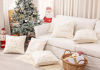Christmas Embroidered Throw Pillow Cover - Soft Chenille Holiday Decorative Cushion for Xmas Tree Decor, Winter Home Decor, Cozy Living Room Bedroom Sofa (Reindeer, 22" x 22" (Pack of 2))