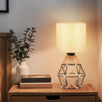 Hamilyeah Woven Table Lamps Set of 2, Boho Bedside Lamps with Fabric Shade, Farmhouse Lamps for Night Stands with On/Off Switch, Modern Industrial Desk Lamps for Bedroom, Living Room, Office