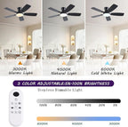 42inch Ceiling Fans with Lights, Low Profile Ceiling Fan with Light and Remote/APP Control, DC Reversible Motor, Noiseless, Flush Mount, Black Ceiling Fan for Bedroom Indoor/Outdoor Use