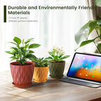 7/6.5/6/5.5/5/4.5/4 inch Plant Pots for Indoor Outdoor Plants, 7 Pack Thick Flower Pots with Drainage Holes and Saucers, Modern Wave Texture Small Plastic Planters Nursery Pots, Multicolor
