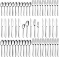 Pleafind 60-Pcs Silverware Set Service for 12, Premium Stainless Steel Flatware Set, Include Forks Spoons and Knives Set, Mirror Polished Cutlery Utensil Set for Home Restaurant, Dishwasher Safe