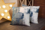 CAPSCEOLL Navy Blue Grey Throw Pillow Covers,Gray White Modern Abstract Art Painting Throw Pillows for Couch,Blue Decorative Pillow Covers 16X16 Inch 2 Pcs Square Cushion Cover Gift for Couch Sofa
