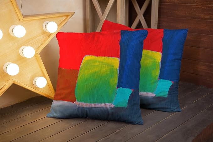 CAPSCEOLL Outdoor Pillow Cover Abstract Original Contemporary Red Blue Green Painting 18X18 Inch Set of 2 Pillow Covers for Bedroom Car Living Room Zipper Pillow Protector