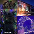 QITONG 4 Pack Multicolor Solar Fairy Lights Outdoor Waterproof, Each 33ft 100 LED Christmas String Lights, 8 Modes Silver Wire Mini Twinkle Lights