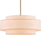 Modern 23.6" Large Drum Chandelier 6-Lights Vintage Modern Chandelier Light Fixture with Linen Shade Retro Farmhouse Drum Chandeliers for Dining Room, Kitchen Island, Living Room, Bedroom