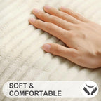 Simmore Decorative Fall Throw Pillow Covers 24x24 Set of 2, Soft Natural Plush Flannel Double-Sided Fluffy Couch Pillow Covers for Sofa Living Room, Beige