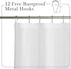 KGORGE White Linen Shower Curtain - Semi Sheer Lightweight Button Hole Half Privacy Quick Dry Shower Curtains for Bathroom Bathtub Decor, White, 72 x 78 inches Long, Hooks Included