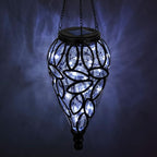 LEWIS&WAYNE Solar Hanging Lantern Outdoor Lights, Tear-Shaped 15 LEDs Cool White Hanging Lights with S Hooks Decor in Garden, Yard, Pathway, Front Door and Landscape