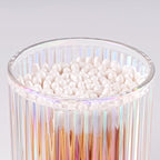 2 Pack Qtip Holder - Apothecary Jars with Lids, Bathroom Organizers and Storage Canister for Cotton Balls,Swabs,Floss Picks,Hair Ties,Clear Glass Vintage Bathroom Decor Jar Set (Iridescent)