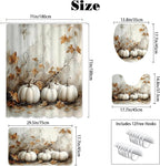MEHOFOND 4pcs Vintage Pumpkin Shower Curtain Set, Fall Thanksgiving Harvest Vintage Decor, Retro Autumn Halloween Bathroom Accessories, Farmhouse Maple Leaves Bathroom Curtain Sets 72x72 Inch