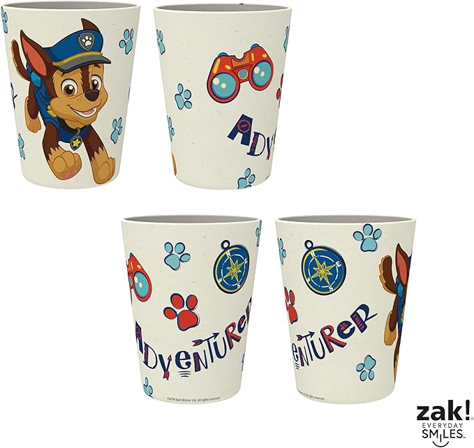 Zak Designs PAW Patrol Kids Dinnerware Set 3 Pieces, Durable and Sustainable Melamine Bamboo Plate, Bowl, and Tumbler are Perfect For Dinner Time With Family (Chase, Marshall, Skye & Friends)