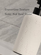 Soap Dispensers 400mL 13.5 OZ, 2 PCS Luxurious Hand Dish Lotion Shampoo Soap Dispenser Jar, Travertine Soap Pump Bottles for Kitchen Bathroom Countertop (Cream)