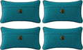 Outdoor Sunbrella Decorative Pillows with Coconut Button Pack of 4, 20" x 12" Outdoor Pillow Set for Couch Bed Throw Patio Sofa, Spectrum Peacock