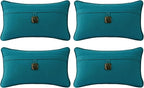 Outdoor Sunbrella Decorative Pillows with Coconut Button Pack of 4, 20" x 12" Outdoor Pillow Set for Couch Bed Throw Patio Sofa, Spectrum Peacock
