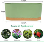 QCQHDU 16" L x 7.6" W x 7" H Window Planter Box, 2 Pack Self Watering Pots for Indoor Plants with Drainage Holes & Saucer, Outdoor Flower Pots Home Garden Modern Decor