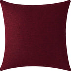Jeneoo Decorative Burgundy Red Throw Pillow Covers Rustic Farmhouse Square Linen Soft Comfy Solid Cushion Couch Cases for Sofa Living Room (Set of 1, 24 x 24 Inches)