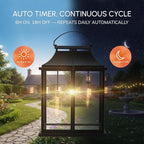 Modern Farmhouse Lanterns, Black Plastic Clear Glass Shade Lanterns Decor –3AA Battery Powered, with 2 G100 LED Vintage Bulbs & Timer(6/18),Ideal for Porch, Patio, Indoor Tables & Mantelpiece.