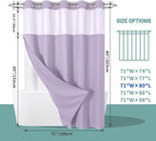 Lavender Long No Hook Waffle Weave Shower Curtain with snap-in Liner Replacement, 230GSM Waterproof Fabric Hotel Shower Curtain Set for Bathroom, Through Mesh Top Window,71Wx80H