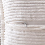 MIULEE Decorative Euro Sham Throw Pillow Covers for Couch Bed Livingroom 24x24 Inch Set of 2 White Boho Accent Throw Pllows Broadside Striped Patchwork Soft Corduroy Pillowcases